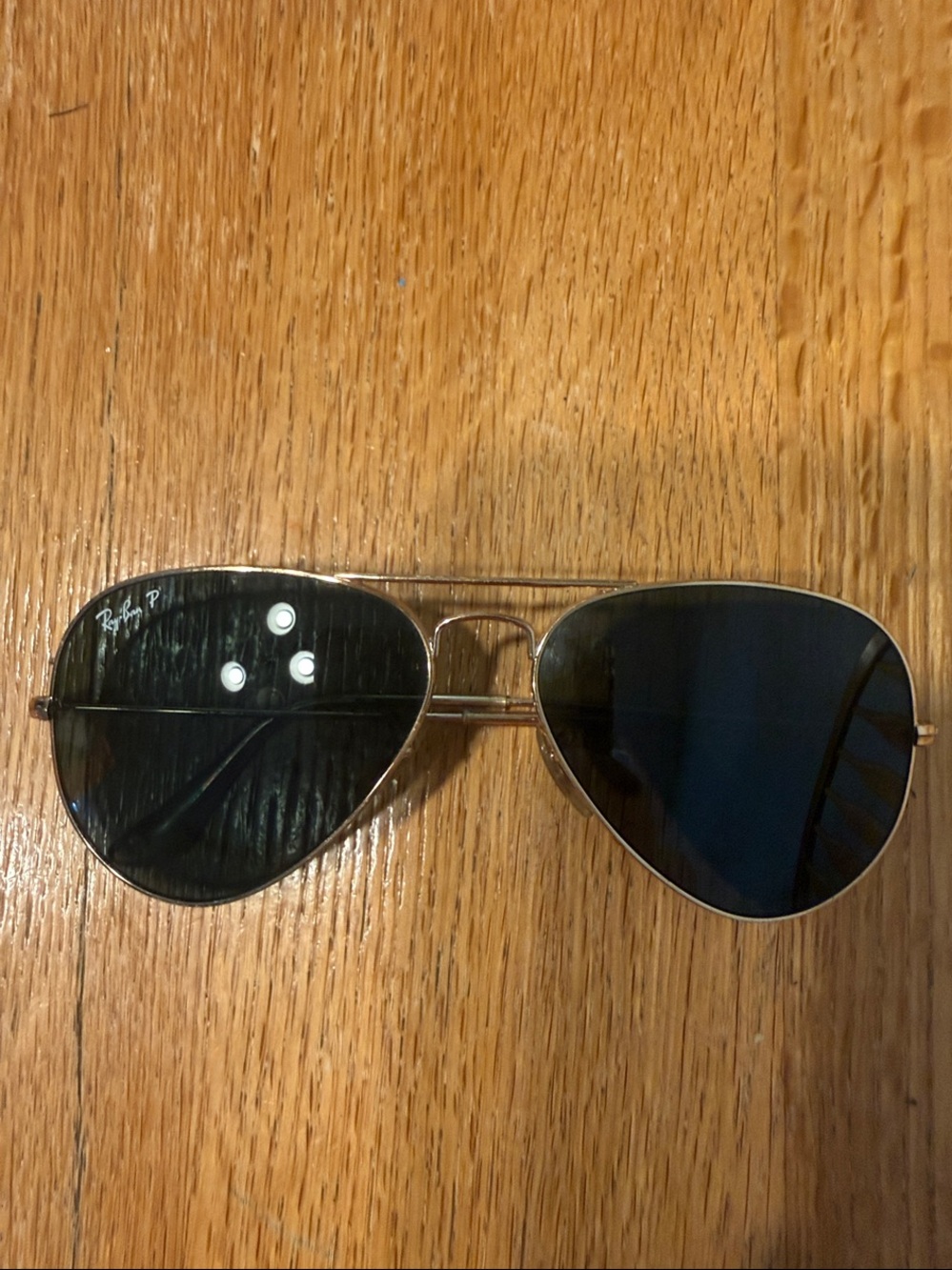 Ray-Ban Gold Frame Aviator Sunglasses with Black Lenses